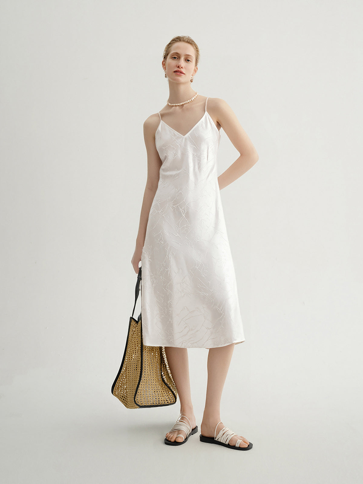 Silk Jacquard Slip Dress