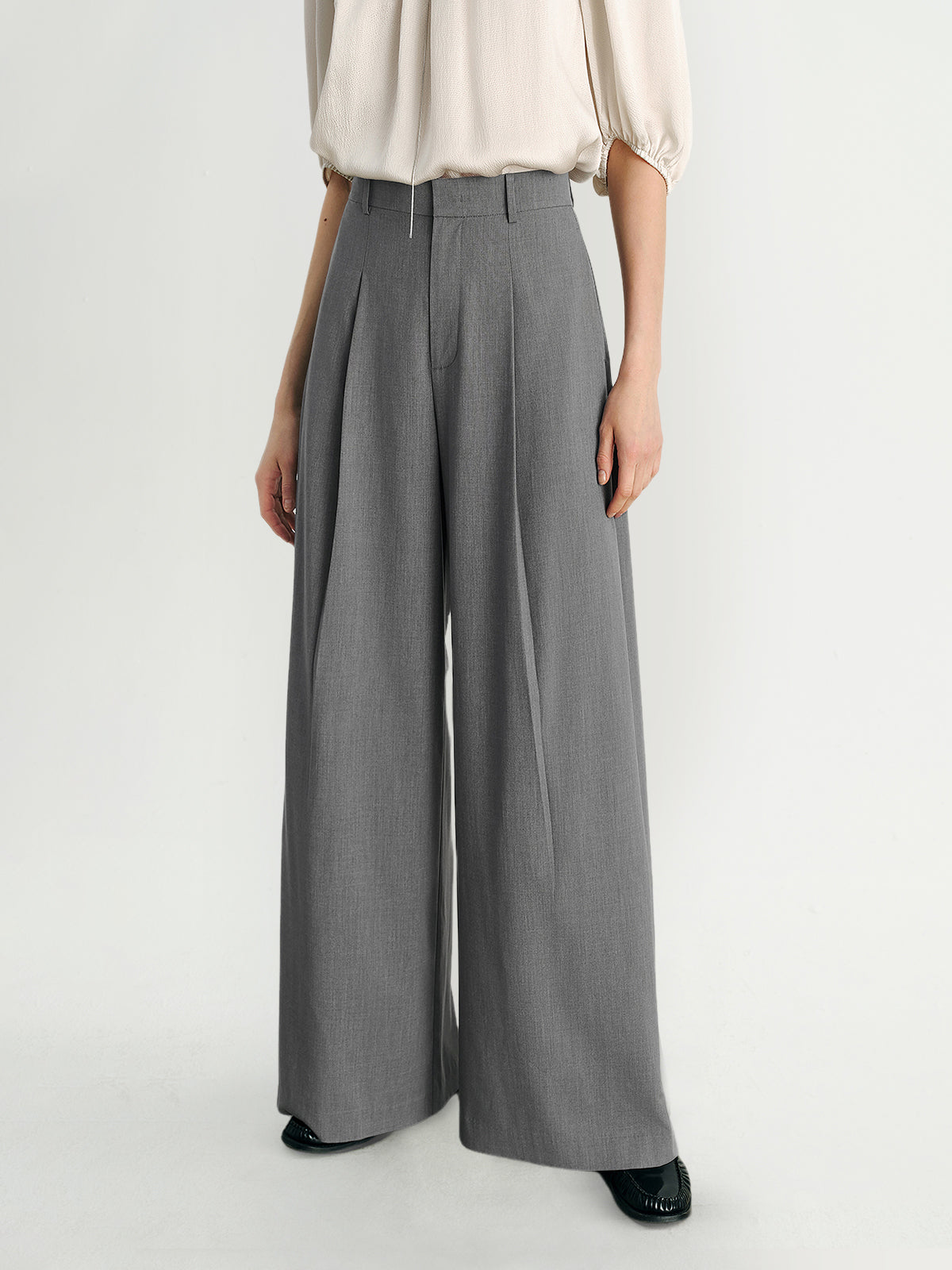 Gray Wide-Leg Pants
