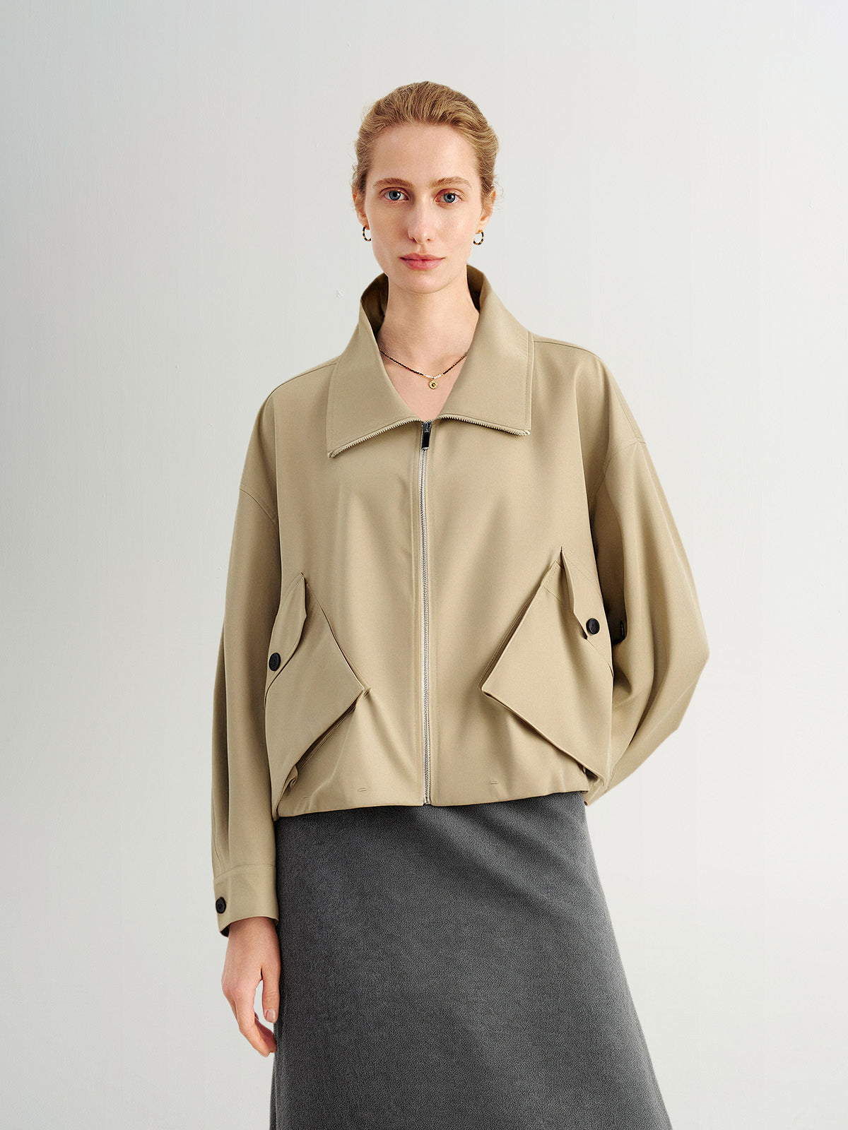 Cropped Trench-Inspired Jacket