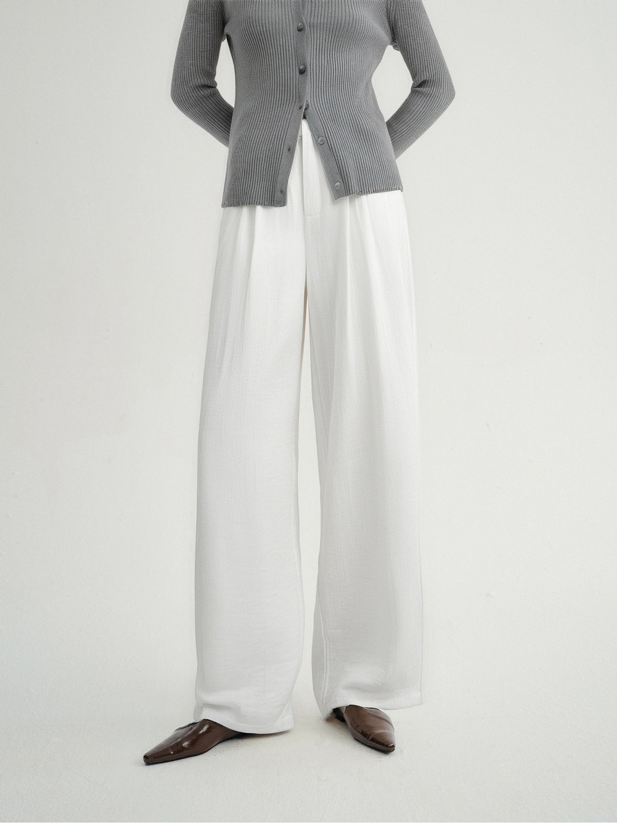 White Wide-Leg Trousers
