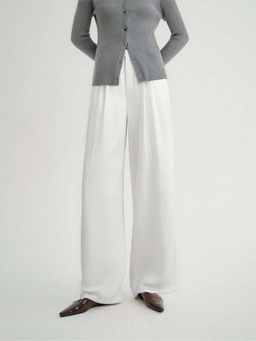 White Wide-Leg Trousers