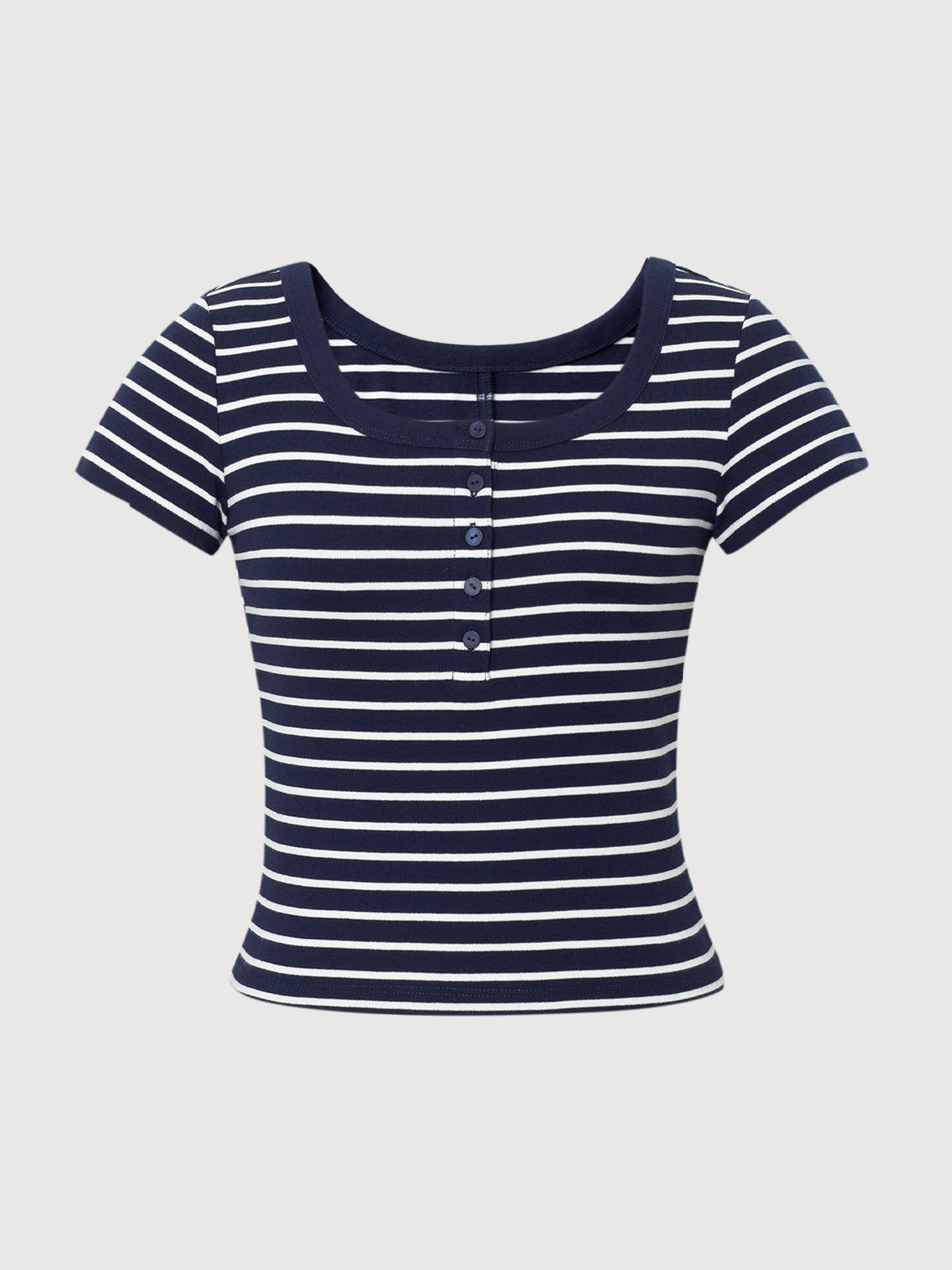 Stripe Round Neck Cotton T-Shirt