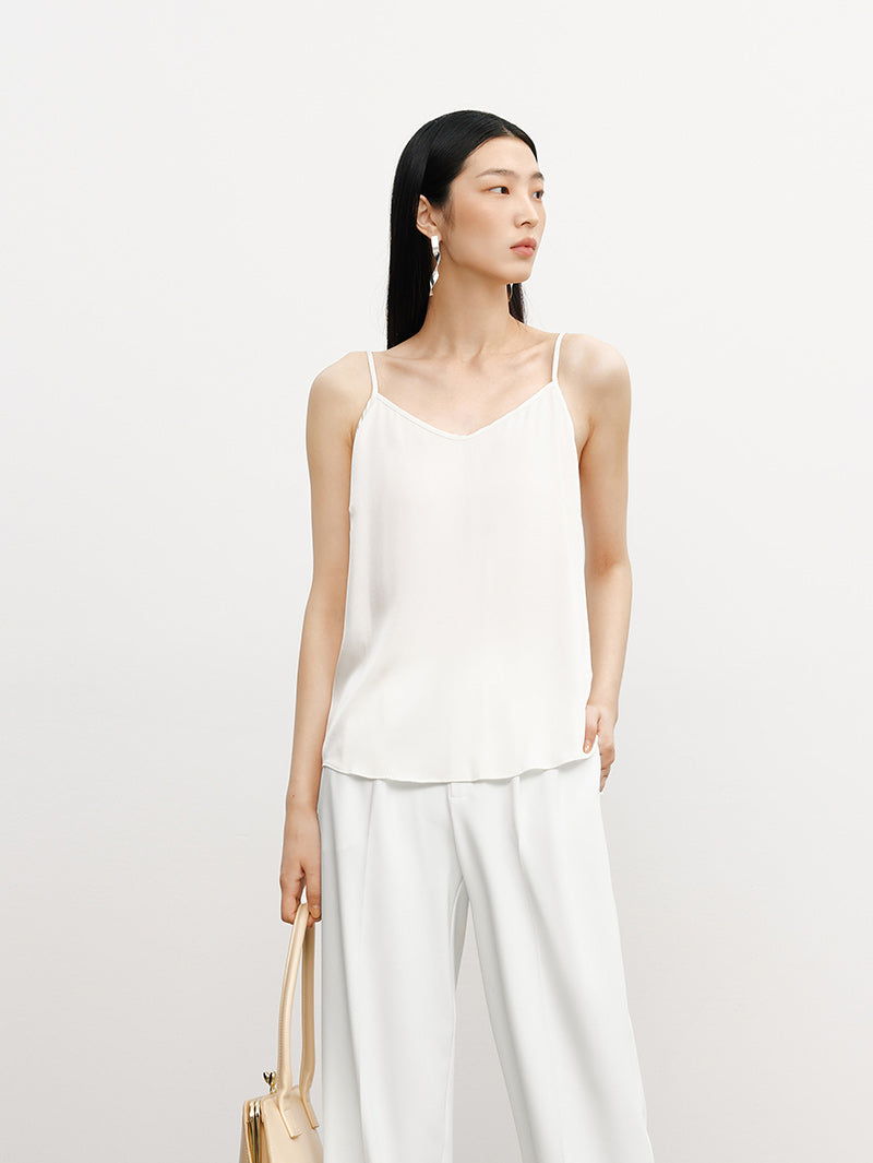 V Neck Silk Tankini Top