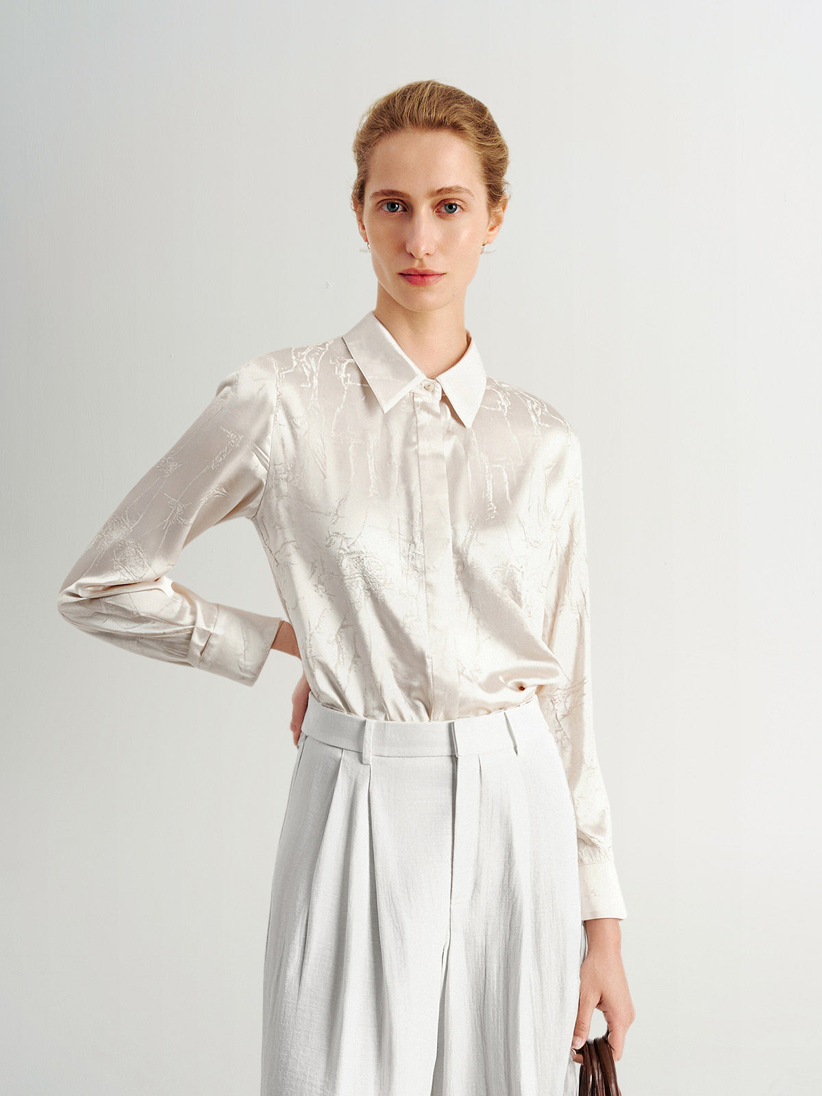 Silk Jacquard Satin Shirt