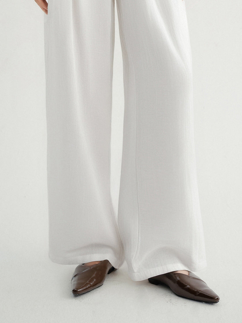 White Wide-Leg Trousers