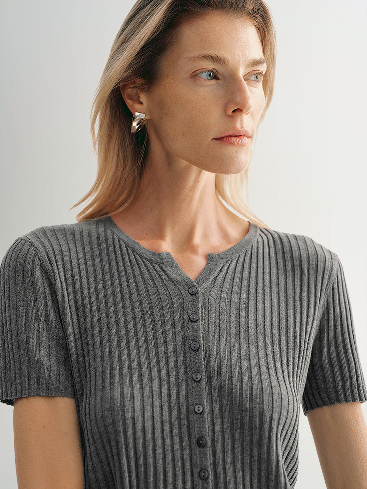 V Neck Knitwear T-Shirt