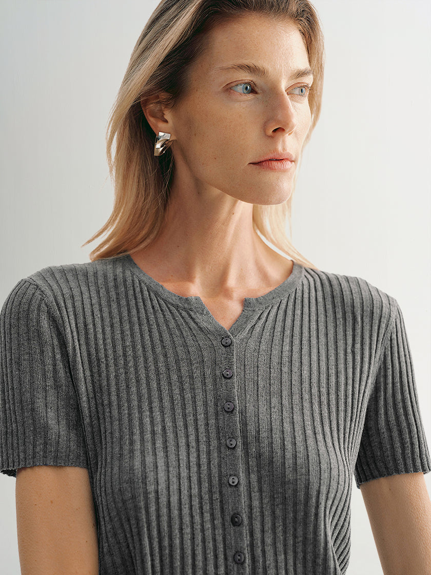 V Neck Knitwear T-Shirt