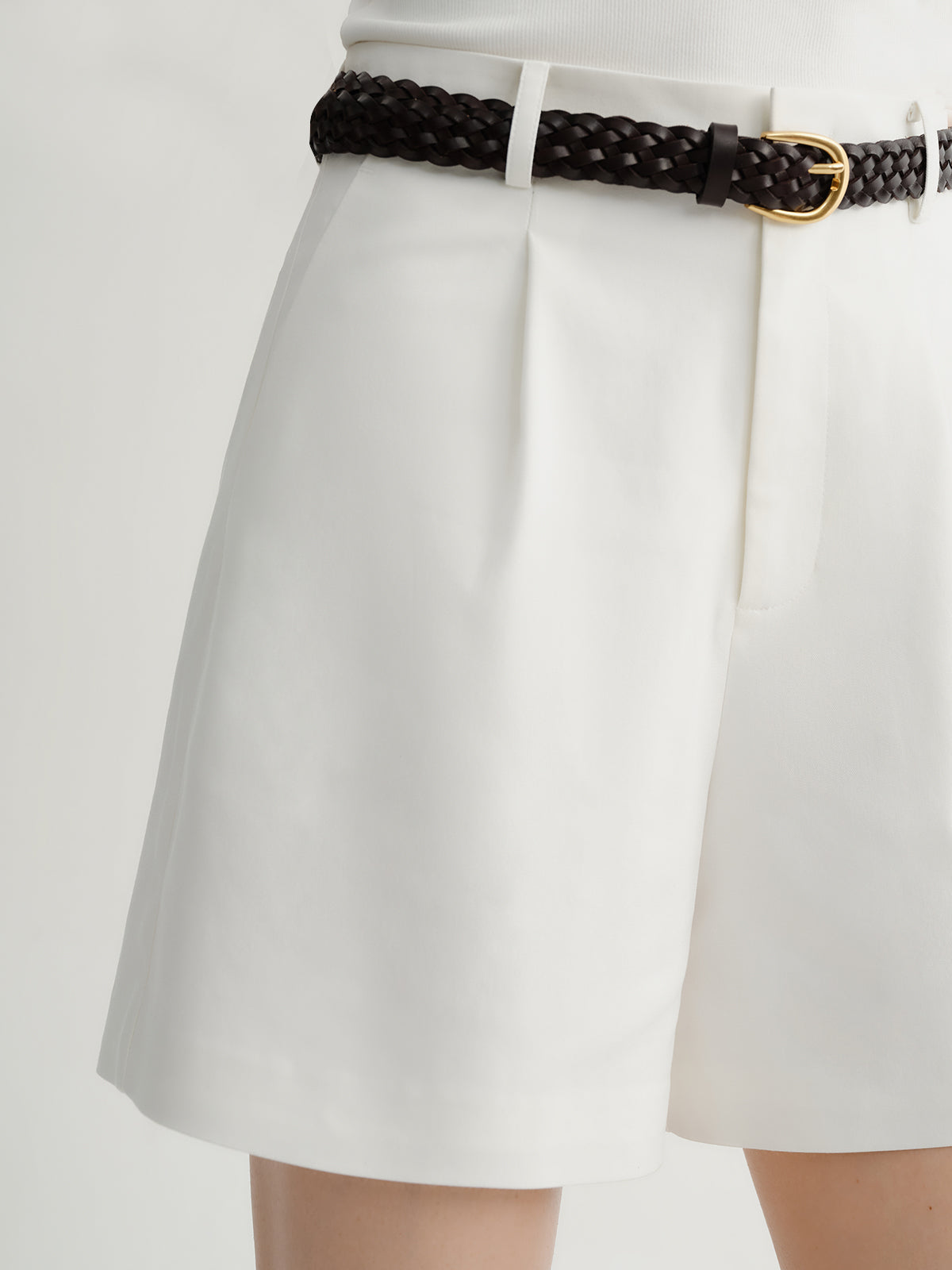 White Straight Shorts
