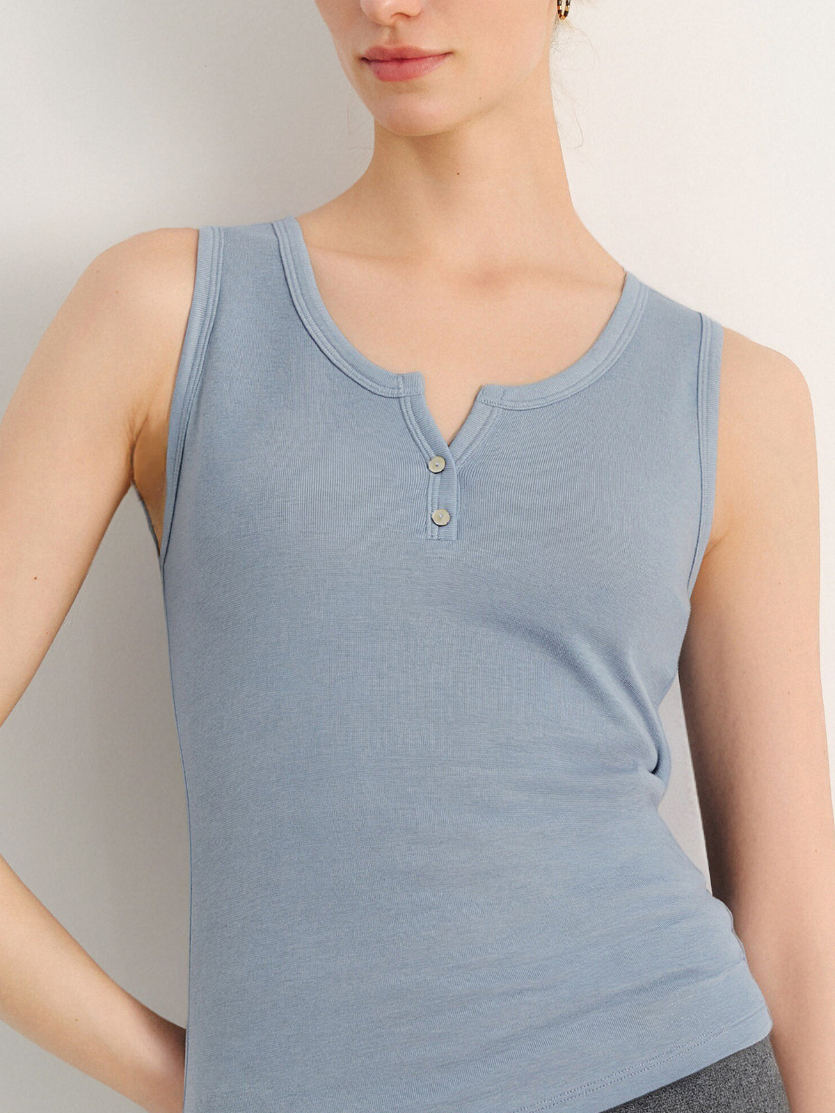 Blue Sleeveless Knit Top