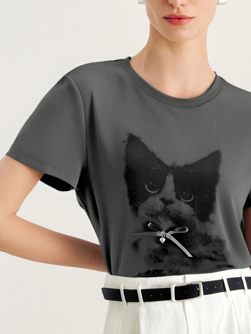 Grey Cat Graphic Tee