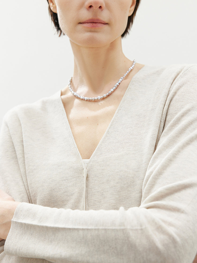 Linen V Neck Short Knit Cardigan