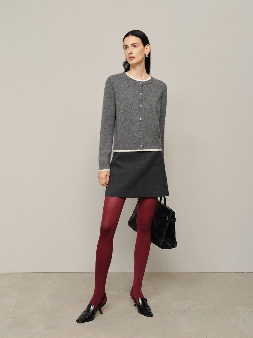 Pure Cashmere Contrast Binding Sweater