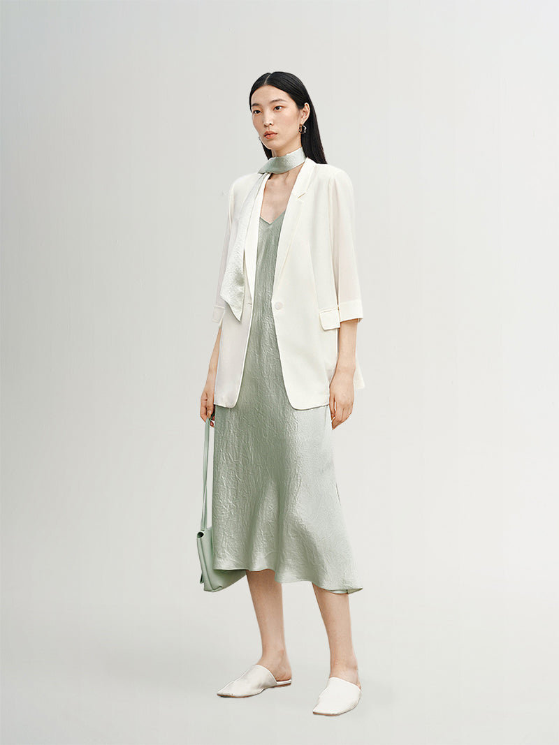 Quarter Sleeves Silk Blazer