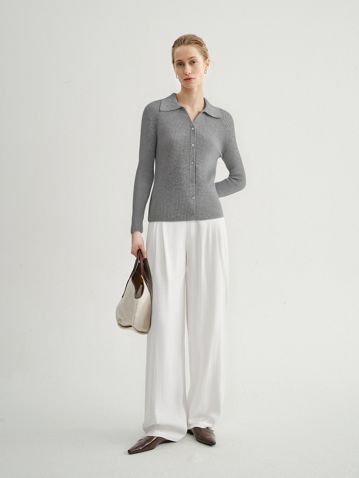 White Wide-Leg Trousers