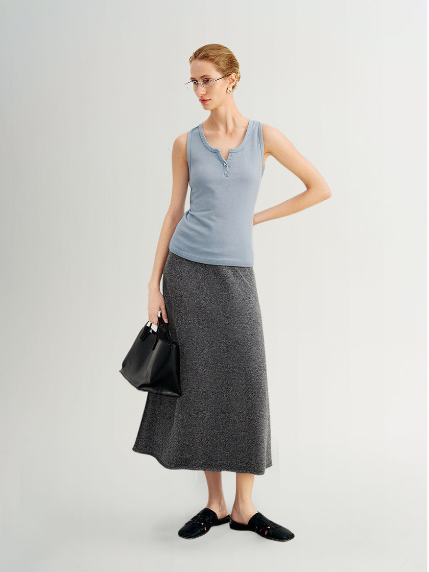 Blue Sleeveless Knit Top