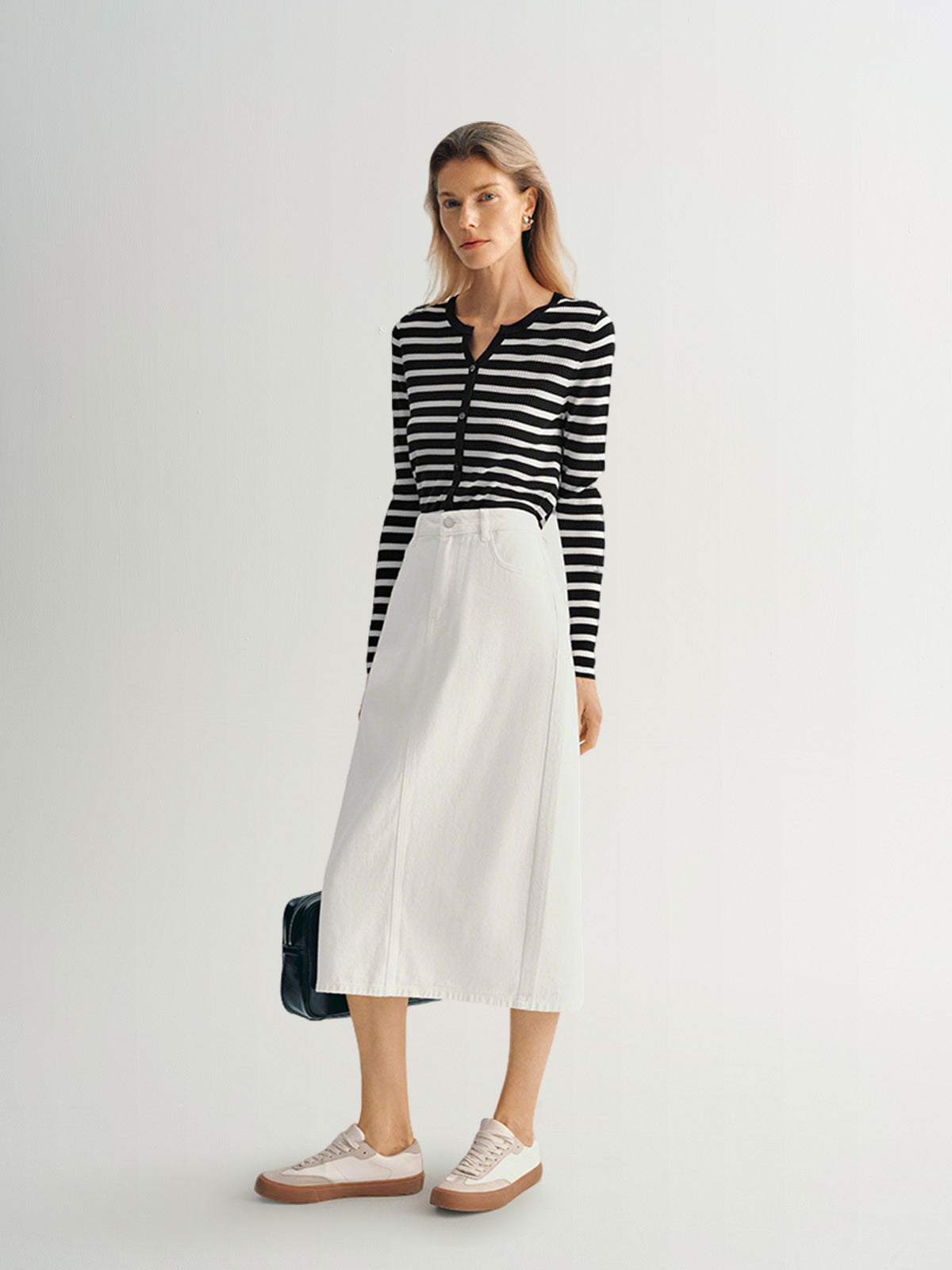 Straight Fit 100% Cotton Denim Skirt