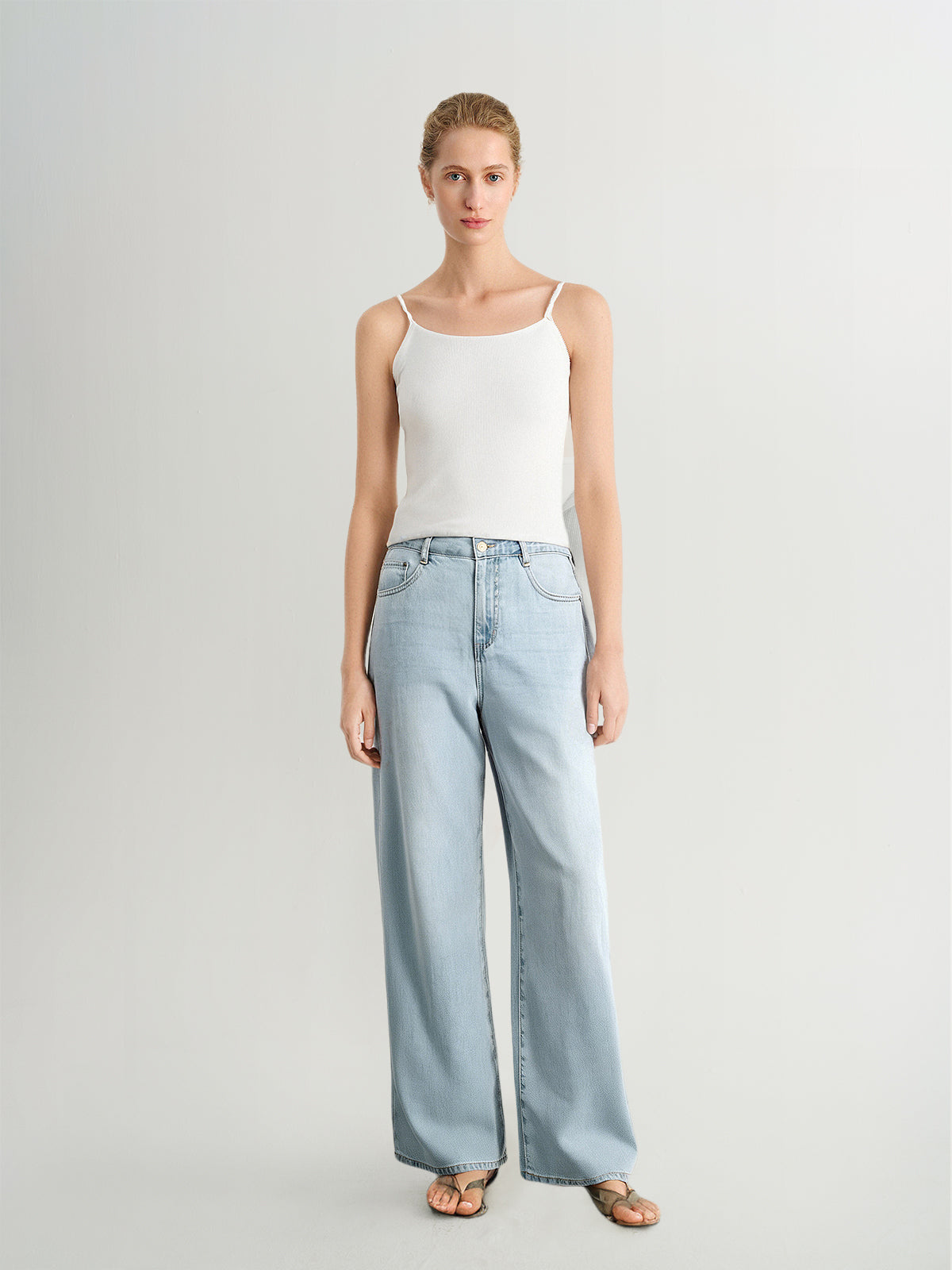 Blue Wide-Leg Jeans Pants