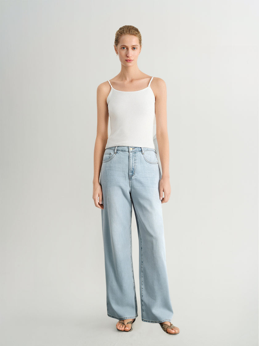Blue Wide-Leg Jeans Pants