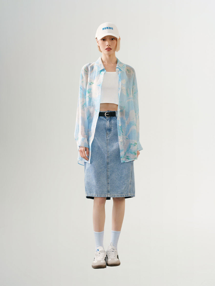 Denim A-line 100% Cotton Skirt