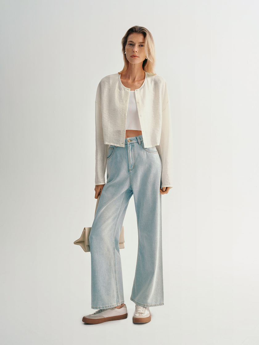 Lyocell Blend Cropped Jacket