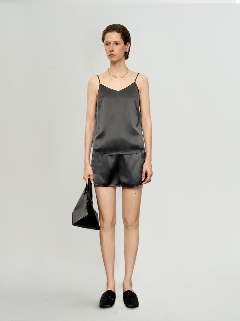 Gray Acetate Blend Shorts