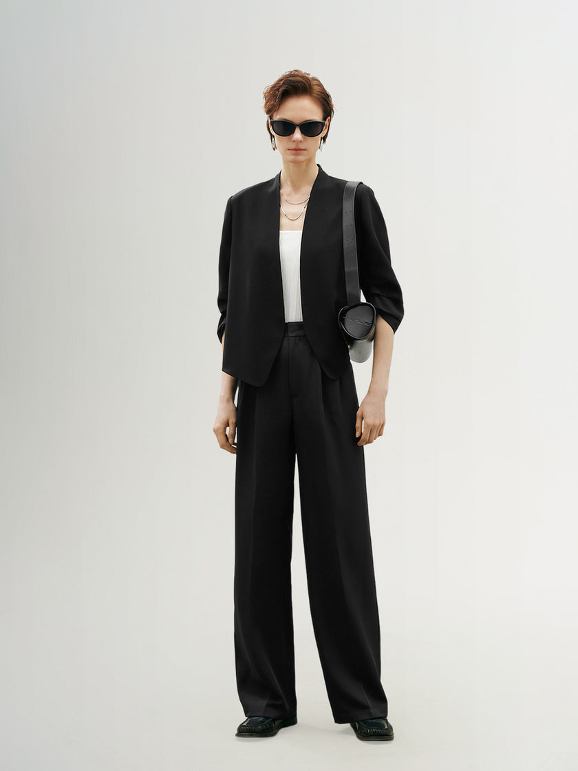 Short Sleeves Acetate Cropped Jacket
