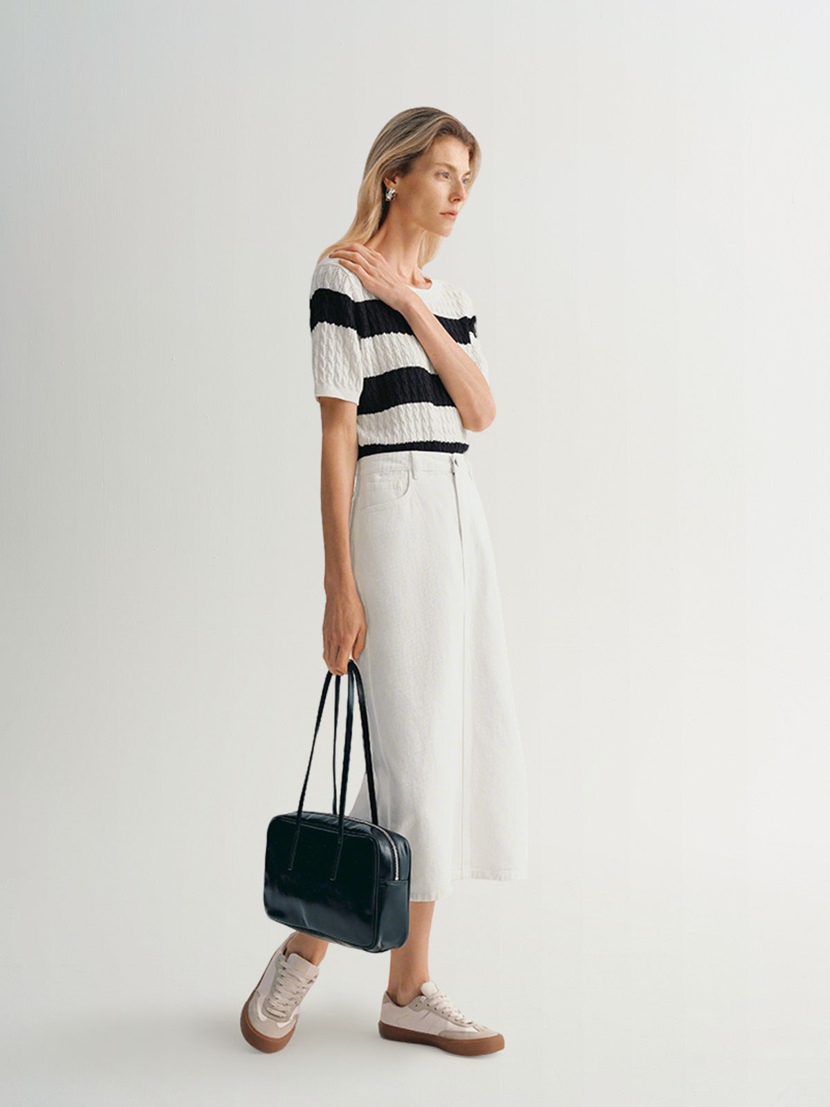 Straight Fit 100% Cotton Denim Skirt