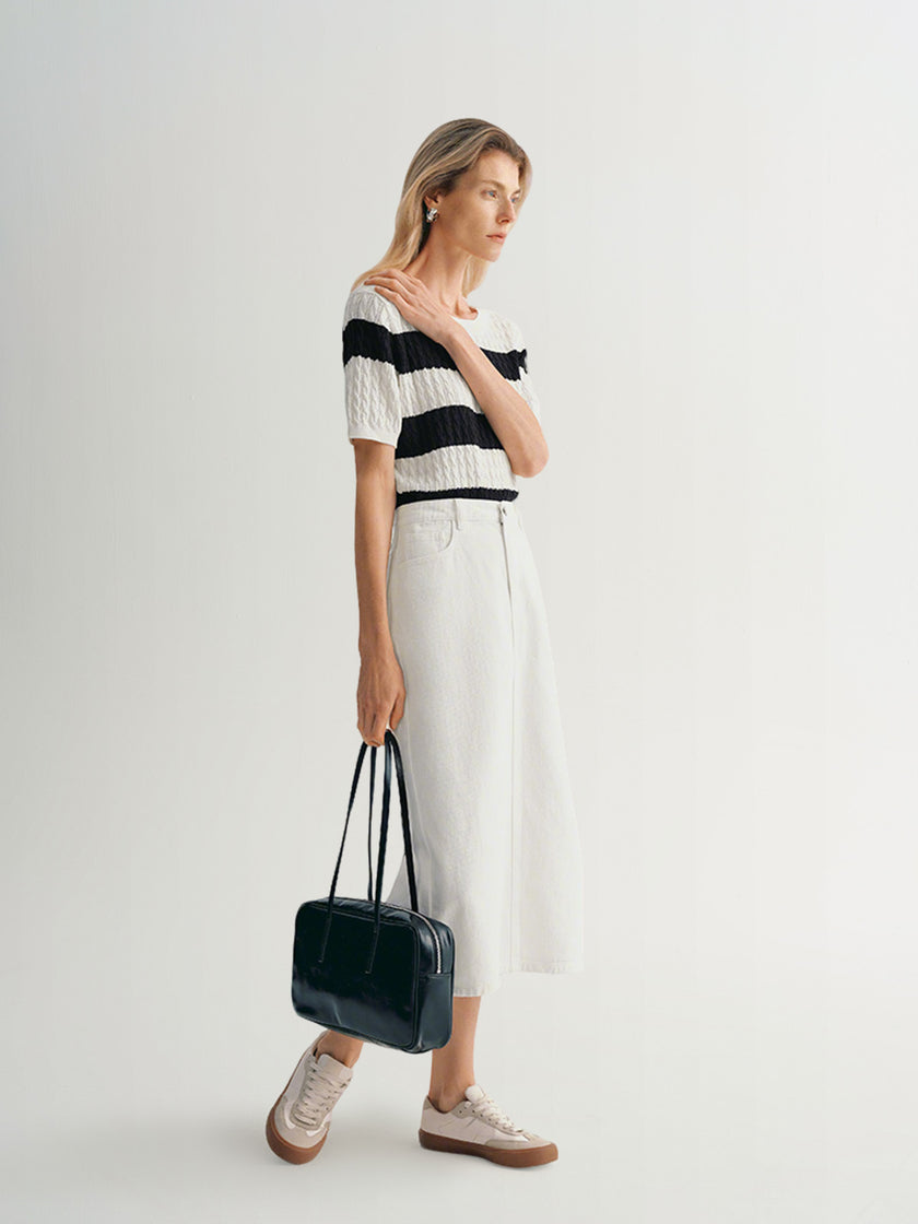 Straight Fit 100% Cotton Denim Skirt