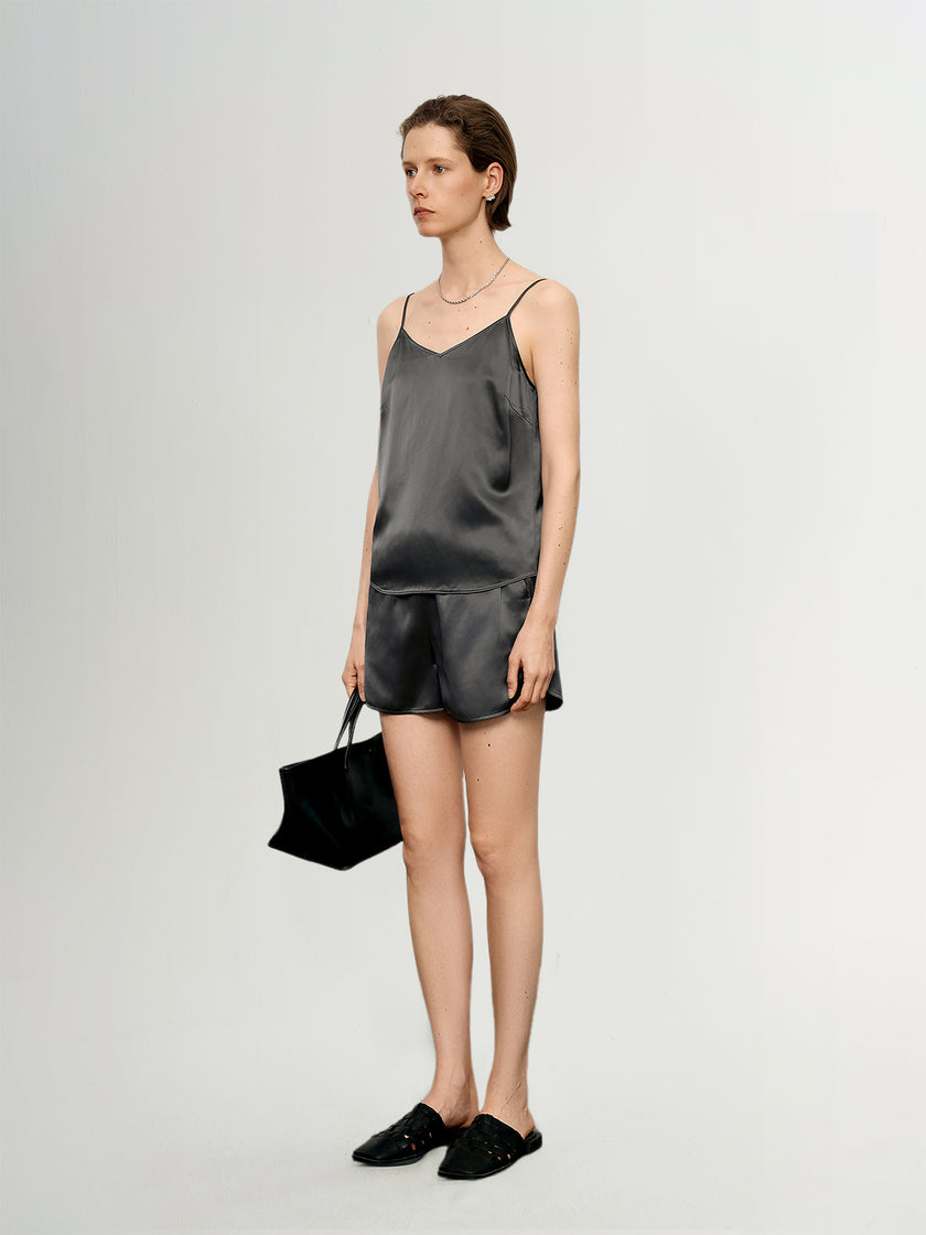 Gray Acetate Blend Shorts