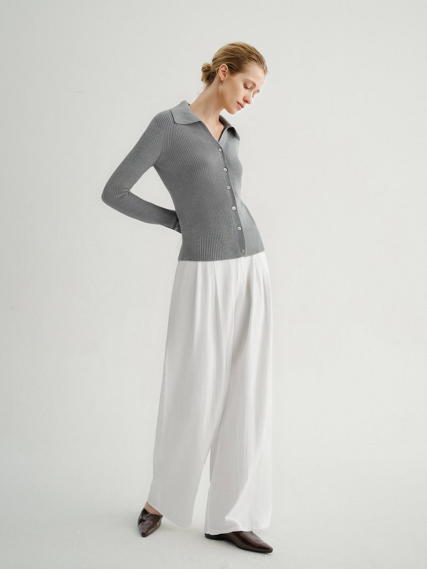 White Wide-Leg Trousers