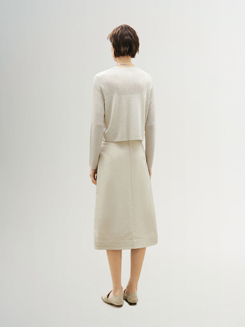 Linen V Neck Short Knit Cardigan