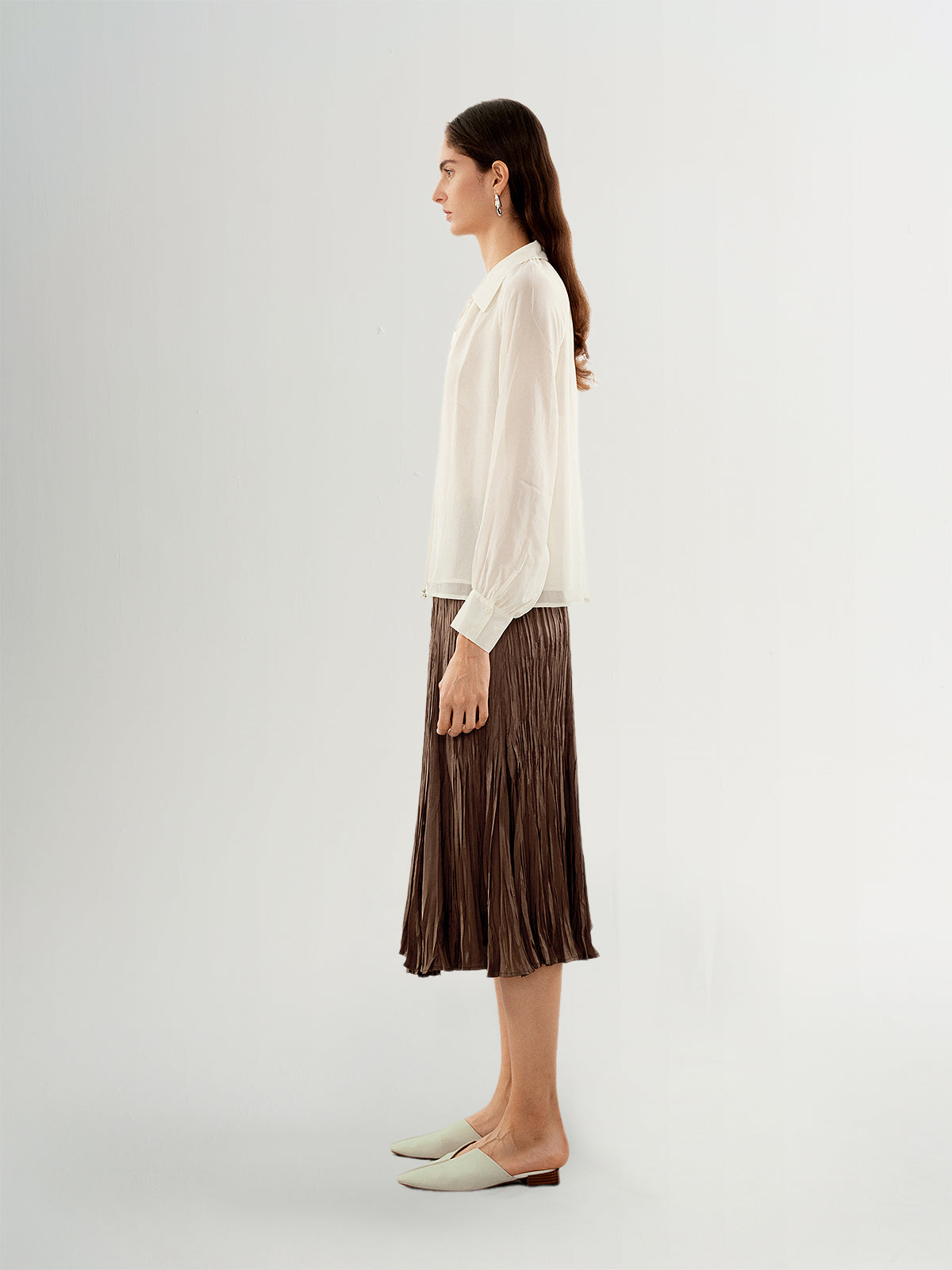 Tie-Neck Silk Raglan Blouse
