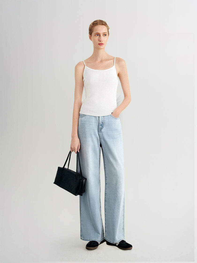 Blue Wide-Leg Jeans Pants