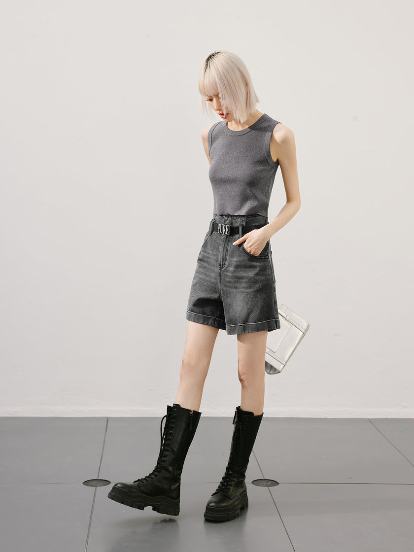 Cotton Denim Shorts