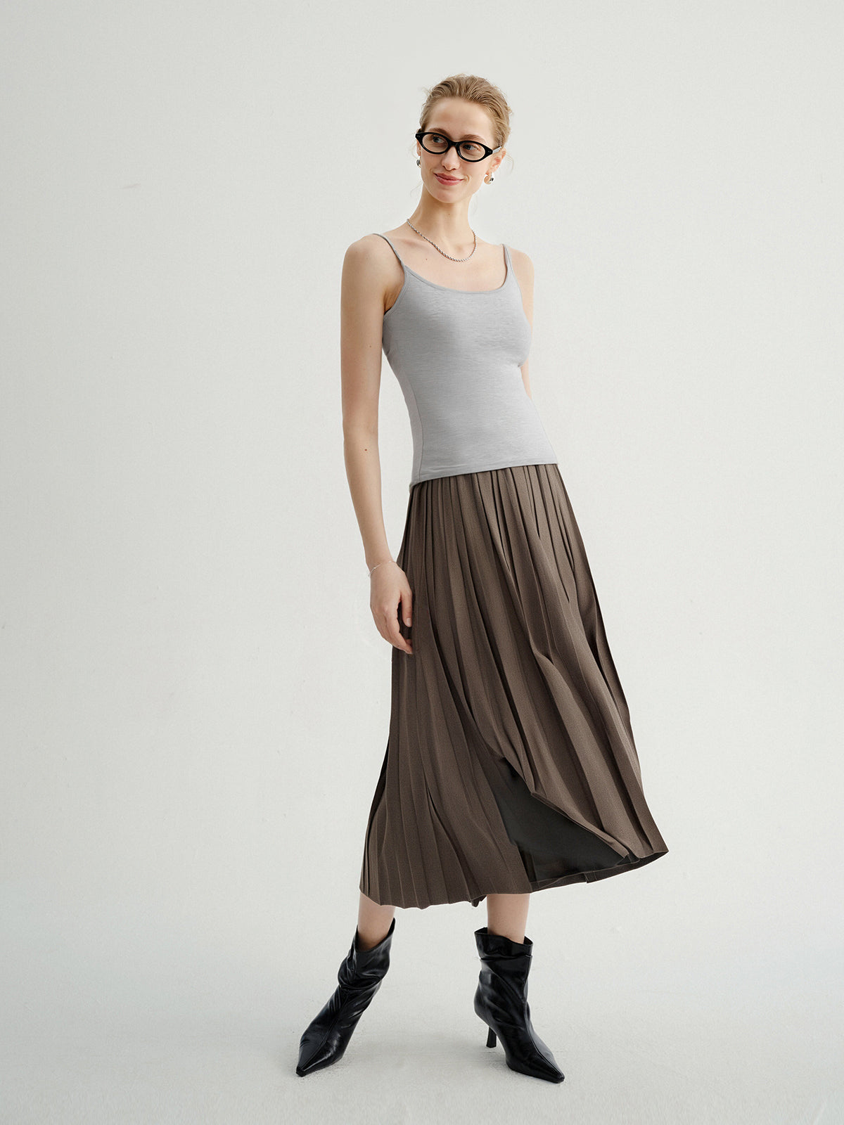 Light Grey Slim Strap Tank Top