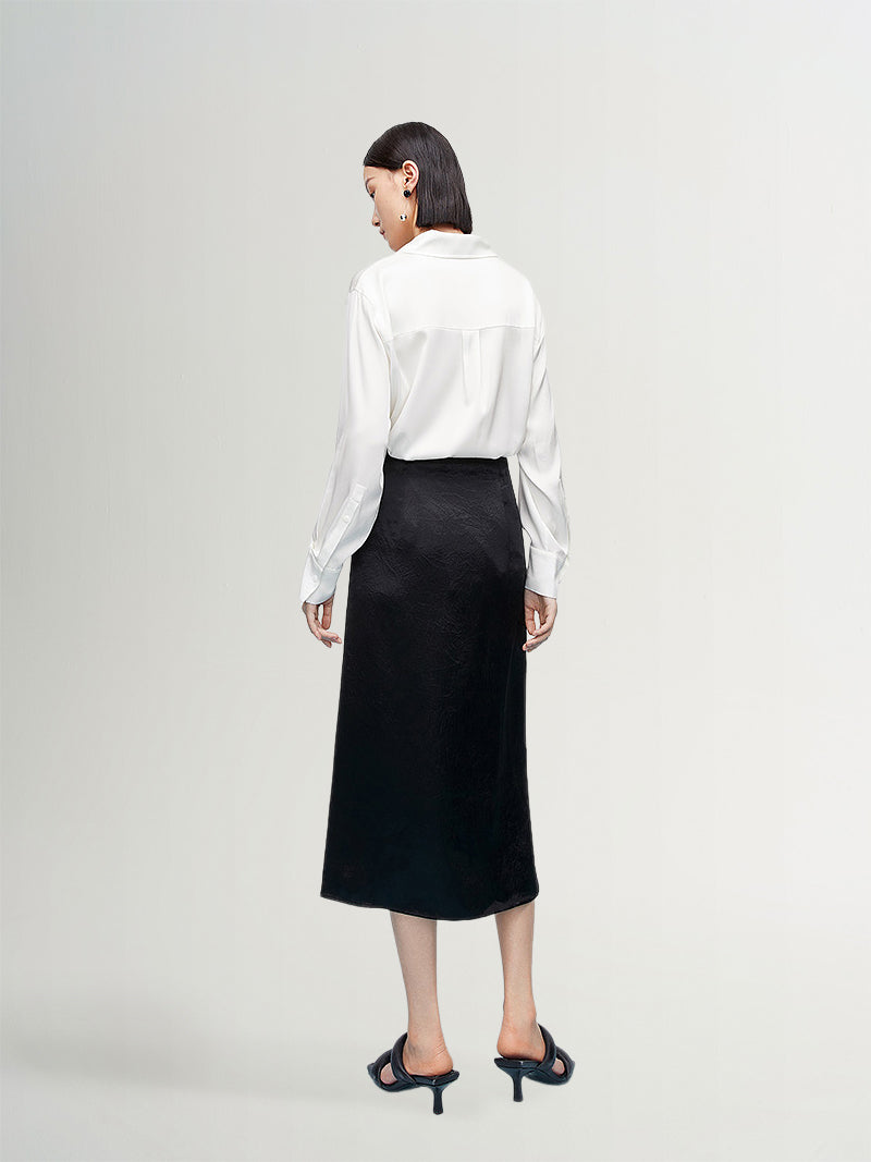 Pure Acetate Slit Midi Skirt