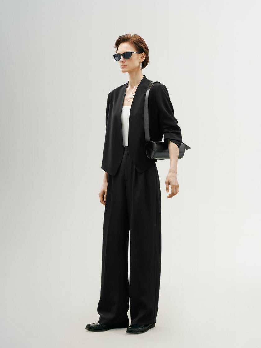 Short Sleeves Acetate Cropped Jacket