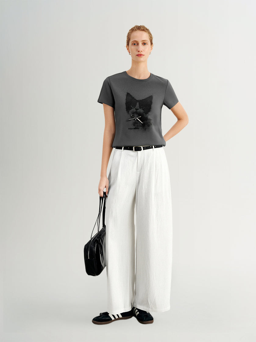 Grey Cat Graphic Tee
