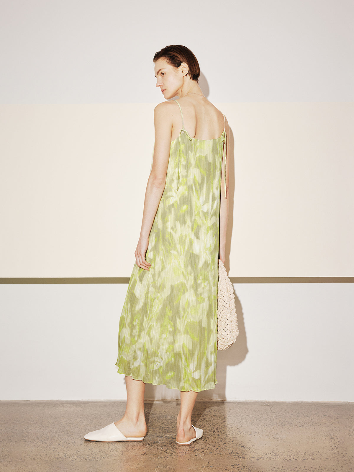 V Neck Straight Fit Floral Slip Dress