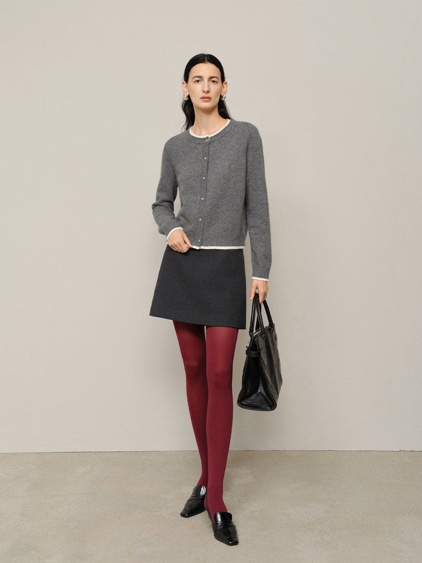 Pure Cashmere Contrast Binding Sweater