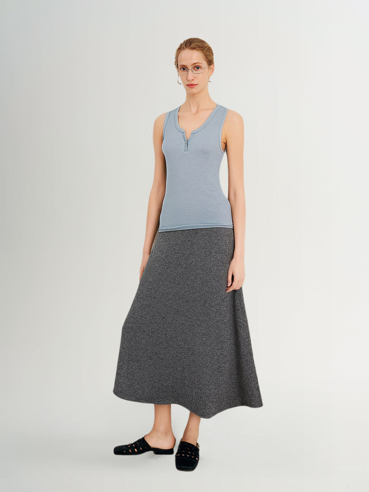 Blue Sleeveless Knit Top