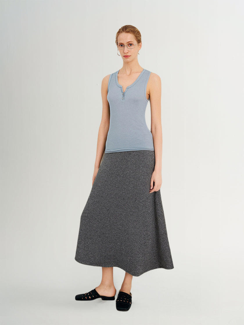Blue Sleeveless Knit Top