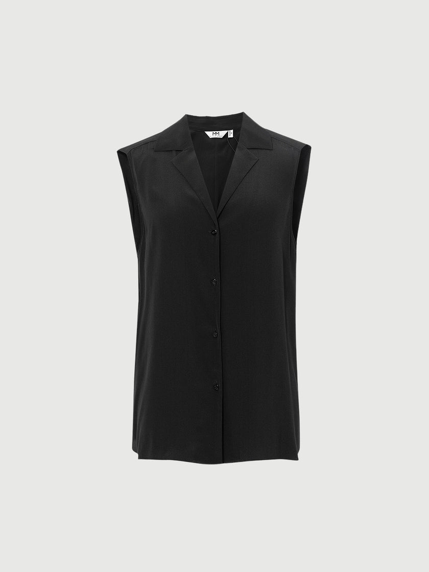 Sleeveless 100% Silk Shirt