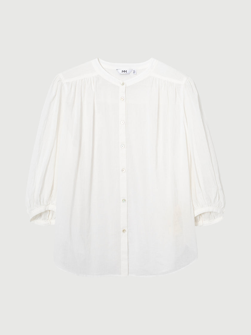 Cotton V-Neck 3/4 Sleeve Blouse