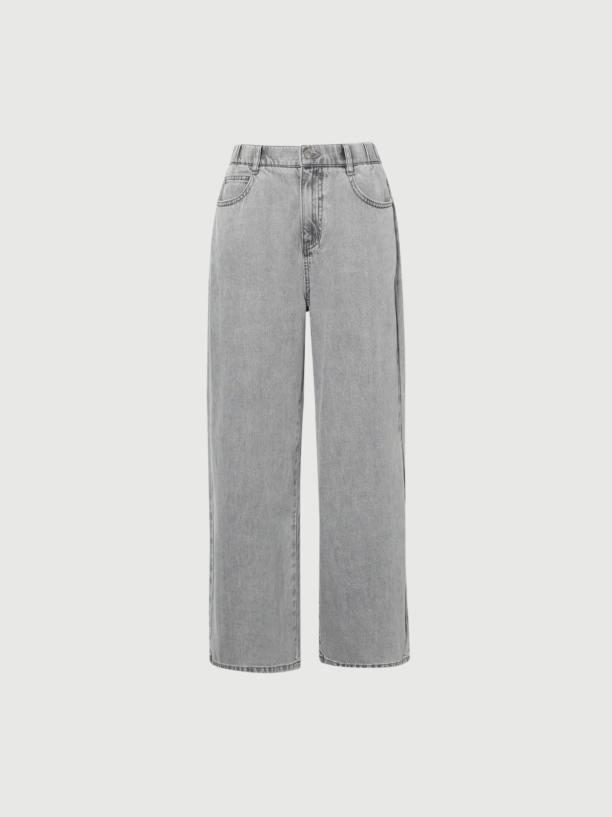 Gray Wide-Leg Jeans Pants
