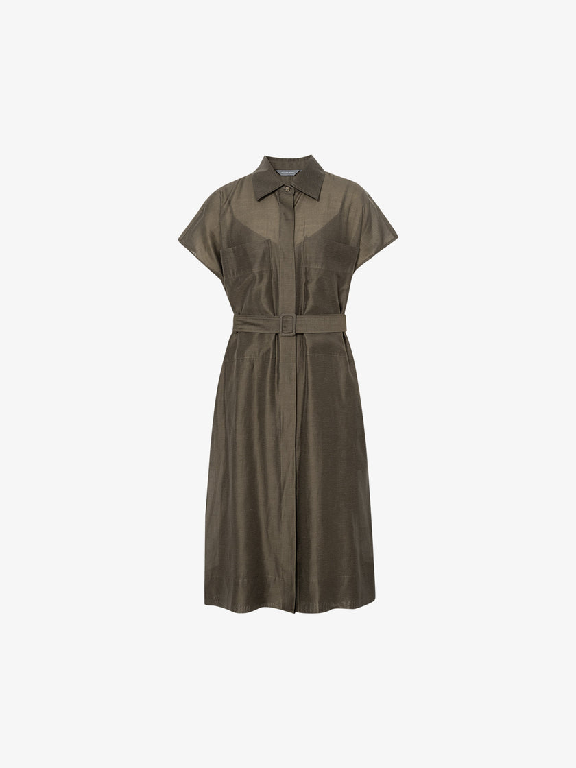 Short Sleeves Tie Belt Dress