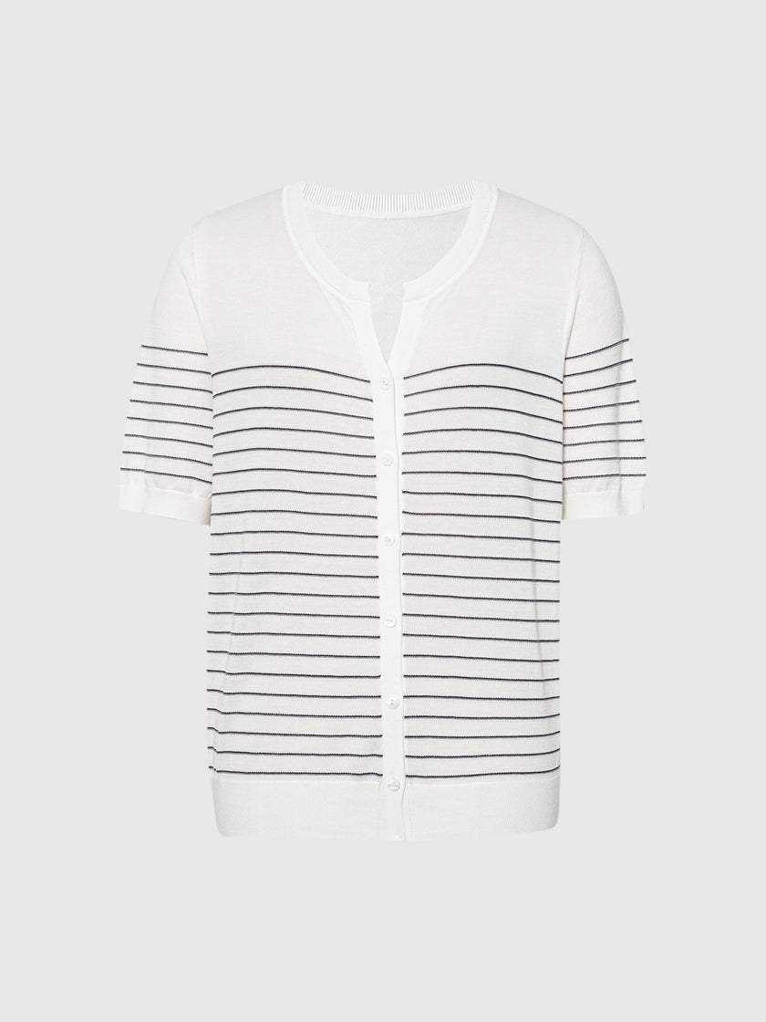 Lyocell Striped V-Neck Tee