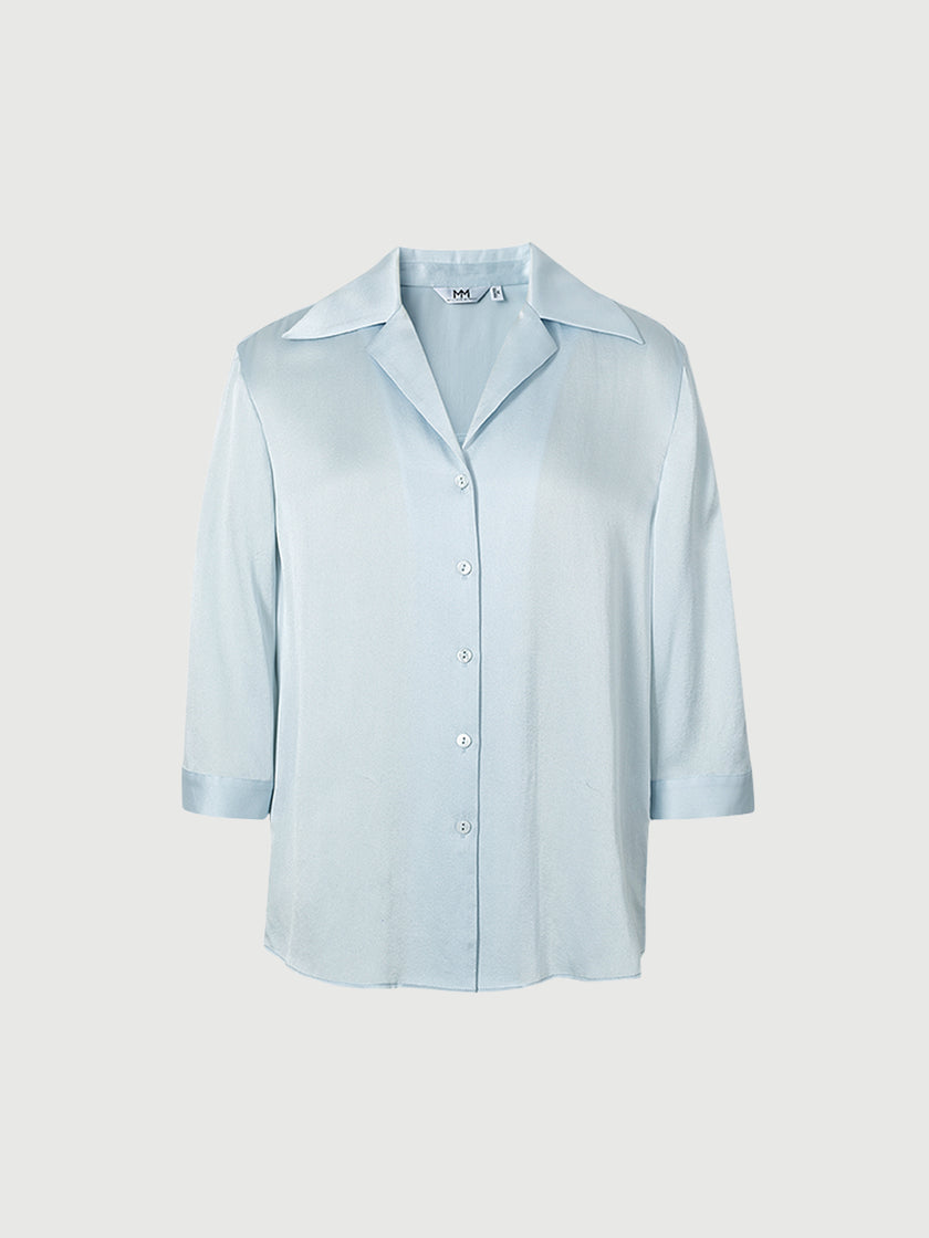 Collared V Neck 100% Silk Shirt