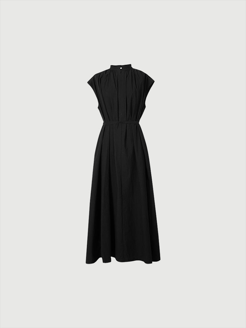 Gathered Sleeveless Pure Cotton Dress