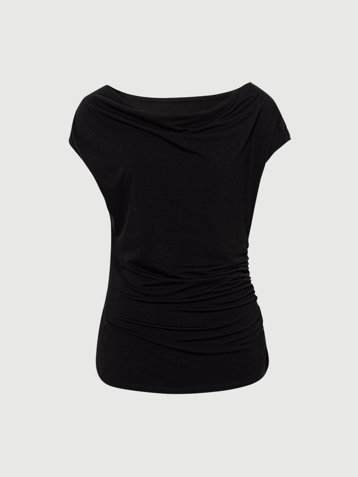 Crewneck Draped Flutter-Sleeve Top